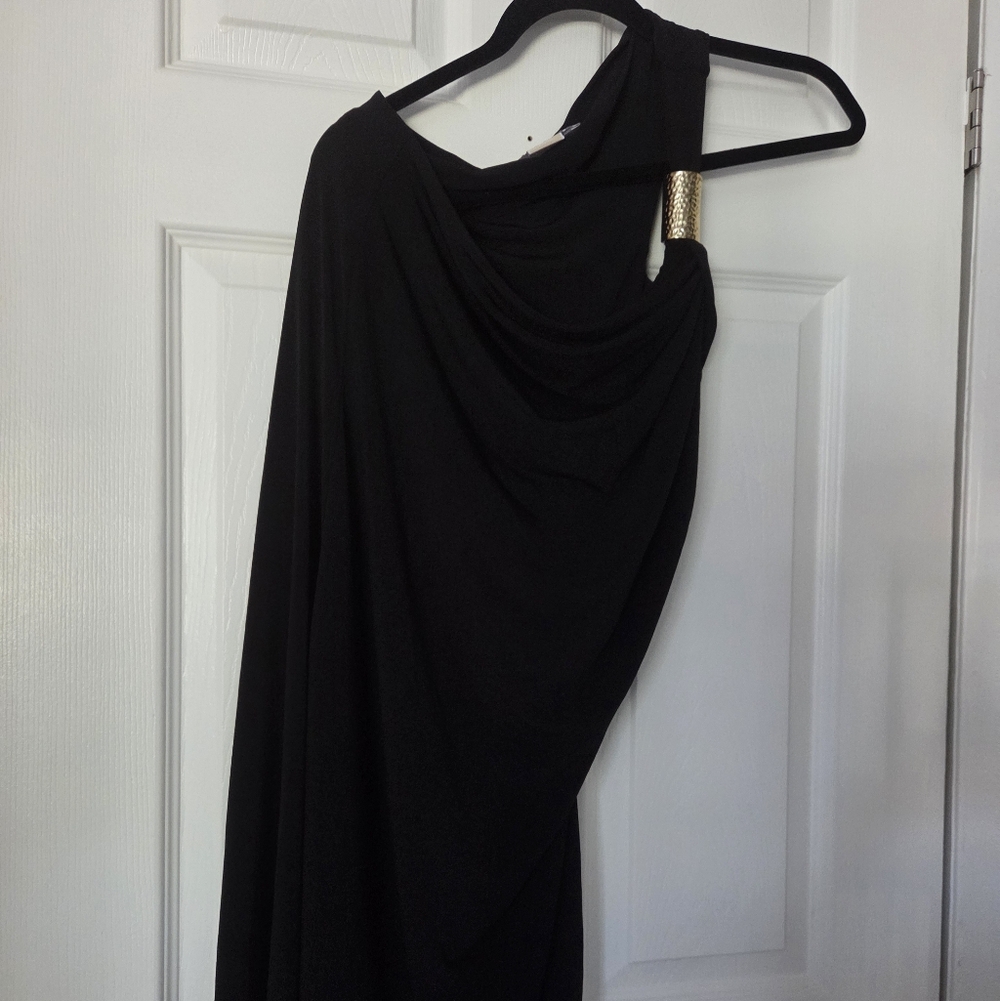 Michael Kors Black One-Shoulder Dress with Gold Accent